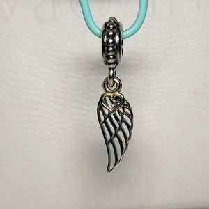 Authentic Pandora Angel Wing & Heart Dangle Charm